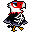 Amelia, a red, white and black eagle