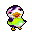 Gwen, a white and purple penguin with makeup