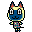 Mitzi, a beige and blue cat