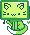 Green kitty with a monitor for a head.